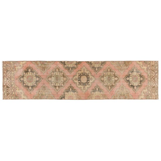 Narrow Vintage Handmade Turkish Runner Rug for Hallway Decor. 3 x 12.3 Ft (92 x 374 cm)