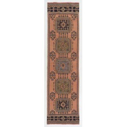 Handmade Turkish Runner Rug for Hallway, Vintage Corridor Rug. 3 x 11.7 Ft (94 x 355 cm)