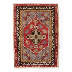 Scatter Turkish "Dazkiri" Rug, Handmade Vintage Doormat or Wall Hannging. 3.2 x 4.3 Ft (95 x 130 cm)