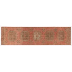 Authentic Vintage Handmade Turkish Runner Rug for Hallway Decor. 3.2 x 11.9 Ft (95 x 360 cm)