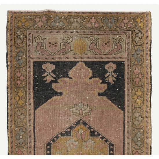Vintage Turkish Handmade Accent Rug for Home and Office Decor. 3.2 x 6 Ft (97 x 185 cm)
