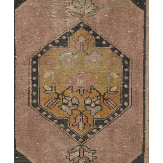 Vintage Turkish Handmade Accent Rug for Home and Office Decor. 3.2 x 6 Ft (97 x 185 cm)