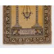 Handmade Vintage Anatolian Prayer Rug depicting a Chandelier, Couple of Columns and Flowers. 3.3 x 5.4 Ft (99 x 163 cm)