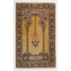 Handmade Vintage Anatolian Prayer Rug depicting a Chandelier, Couple of Columns and Flowers. 3.3 x 5.4 Ft (99 x 163 cm)
