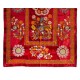 Silk Embroidery Suzani Wall Hanging, Vintage Handmade Uzbek Bed or Table Cover. 4.2 x 6.8 Ft (126 x 205 cm)