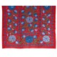 Silk Hand Embroidered Bed Cover, Vintage Suzani Wall Hanging from Uzbekistan. 4.5 x 7 Ft (135 x 212 cm)