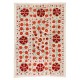 New Silk and Cotton Suzani Wall Hanging. Traditional Hand Embroidered Uzbek Bedspread. 4.6 x 6.3 Ft (138 x 190 cm)