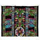 Silk Hand Embroidered Bed Cover, Vintage Suzani Wall Hanging from Uzbekistan. 4.6 x 7.5 Ft (140 x 228 cm)