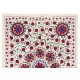 New Silk and Cotton Suzani Wall Hanging. Traditional Hand Embroidered Uzbek Bedspread. 4.7 x 6.6 Ft (141 x 200 cm)