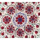 New Silk and Cotton Suzani Wall Hanging. Traditional Hand Embroidered Uzbek Bedspread. 4.7 x 6.6 Ft (141 x 200 cm)