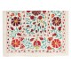 New Silk and Cotton Suzani Wall Hanging. Traditional Hand Embroidered Uzbek Bedspread. 4.7 x 6.5 Ft (143 x 197 cm)