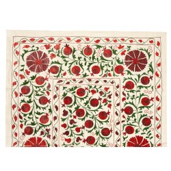 Silk Hand Embroidered Bed Cover, New Suzani Wall Hanging from Uzbekistan. 4.9 x 7 Ft (148 x 213 cm)