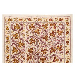 Silk Hand Embroidered Bed Cover, New Suzani Wall Hanging from Uzbekistan. 5 x 6.6 Ft (150 x 200 cm)