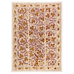 Silk Hand Embroidered Bed Cover, New Suzani Wall Hanging from Uzbekistan. 5 x 6.6 Ft (150 x 200 cm)