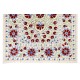 Silk Hand Embroidered Bed Cover, New Suzani Wall Hanging from Uzbekistan. 6.3 x 8 Ft (190 x 243 cm)