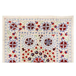 Authentic Silk Hand Embroidered Bed Cover, New Suzani Wall Hanging from Uzbekistan. 6.3 x 8 Ft (192 x 245 cm)