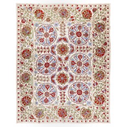 New Silk Hand Embroidered Bed Cover, Decorative Suzani Wall Hanging from Uzbekistan. 7.4 x 9.3 Ft (223 x 282 cm)