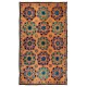 Silk Hand Embroidered Bed Cover, Vintage Suzani Wall Hanging from Uzbekistan. 7.4 x 12 Ft (223 x 363 cm)