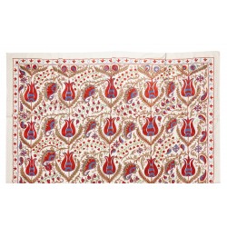 New Silk Hand Embroidered Bed Cover, Decorative Suzani Wall Hanging from Uzbekistan. 7.6 x 9 Ft (230 x 275 cm)