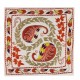 Handmade Central Asian Cushion Cover, Silk Embroidery Suzani Pillow Case. 16" x 17" (40 x 43 cm)