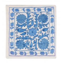 Decorative Silk Hand Embroidered Suzani Cushion Cover from Uzbekistan. 16" x 18" (40 x 45 cm)