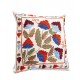Decorative Handmade Central Asian Suzani Cushion Cover, Silk Embroidery Lace Pillow. 17" x 17" (42 x 42 cm)