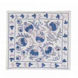Uzbek Silk Embroidery Suzani Cushion Cover. Decorative Lace Pillow Cover. 17" x 17" (42 x 42 cm)