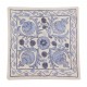 New Hand Embroidered Silk, Cotton and Linen Cushion Cover, 21st-Century Uzbek Suzani Throw Pillow Cover. 17" x 17" (43 x 42 cm)