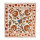 Decorative Handmade Central Asian Suzani Cushion Cover, Silk Embroidery Lace Pillow. 17" x 17" (43 x 43 cm)