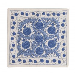 Traditional Silk Silk Embroidery Suzani from Uzbekistan, Handmade Cushion Cover. 17" x 17" (43 x 43 cm)