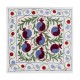 Hand Embroidered Silk, Cotton and Linen Cushion Cover From Uzbekistan. Decorative Suzani Textile. 17" x 17" (43 x 43 cm)