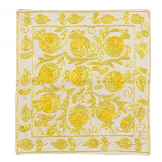 Elegant New Silk Hand Embroidered Suzani Cushion Cover from Uzbekistan. 17" x 17" (43 x 43 cm)