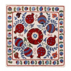 Handmade Authentic Uzbek Silk Embroidered Suzani Throw Pillow Cover. 18" x 18" (44 x 44 cm)