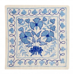 Central Asian / Uzbek Hand Embroidered Silk, Cotton and Linen Cushion Cover. 18" x 18" (44 x 44 cm)