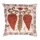Decorative Handmade Central Asian Suzani Cushion Cover, Silk Embroidery Lace Pillow. 18" x 18" (44 x 44 cm)