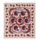 21st-Century Suzani Throw Pillow Cover from Uzbekistan. Hand Embroidered Cotton and Silk Cushion Cover. 19" x 17" (46 x 42 cm)