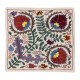 Decorative Handmade Central Asian Suzani Cushion Cover, Silk Embroidery Lace Pillow. 19" x 17" (46 x 42 cm)