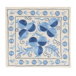 Uzbek Silk Embroidery Suzani Cushion Cover. Decorative Lace Pillow Cover. 19" x 17" (46 x 43 cm)