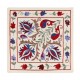 Uzbek Suzani Silk, Cotton and Linen Cushion Cover, Hand Embroidered Uzbek Suzani Throw Pillow Cover. 19" x 19" (46 x 46 cm)