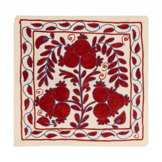 Hand Embroidery Suzani Cushion Cover, Decorative Central Asian / Uzbek Throw Pillow Cover. 19" x 19" (46 x 46 cm)