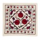 Uzbek Suzani Silk, Cotton and Linen Cushion Cover, Hand Embroidered Uzbek Suzani Throw Pillow Cover. 19" x 19" (46 x 46 cm)
