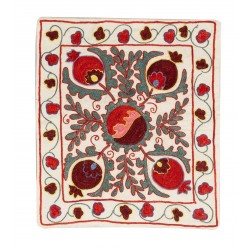 21st-Century Suzani Throw Pillow Cover from Uzbekistan. Hand Embroidered Cotton and Silk Cushion Cover. 19" x 19" (46 x 46 cm)