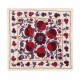 New Hand Embroidered Silk, Cotton and Linen Throw Pillow Cover, 21st-Century Uzbek Suzani Cushion Cover. 19" x 19" (46 x 46 cm)