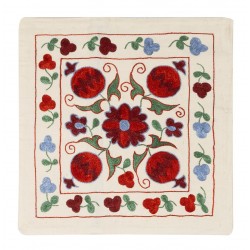 21st Century Authentic Silk Embroidered Suzani Cushion Cover from Uzbekistan. 19" x 19" (46 x 46 cm)
