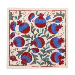 Hand-Made Uzbek Silk Embroidery Suzani Cushion Case. Decorative Lace Pillow Cover. 19" x 19" (46 x 46 cm)