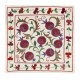 Hand Embroidered Silk, Cotton and Linen Cushion Cover From Uzbekistan. Decorative Suzani Textile. 19" x 19" (46 x 46 cm)