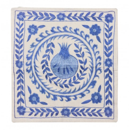 Hand Embroidery Suzani Cushion Cover, Decorative Central Asian / Uzbek Throw Pillow Cover. 19" x 19" (46 x 46 cm)