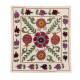 Decorative Silk Hand Embroidered Suzani Cushion Cover from Uzbekistan. 19" x 19" (46 x 46 cm)
