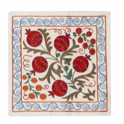 Handmade Authentic Uzbek Silk Embroidered Suzani Throw Pillow Cover. 19" x 19" (46 x 46 cm)