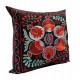 Decorative Handmade Central Asian Suzani Cushion Cover, Silk Embroidery Lace Pillow. 19" x 19" (46 x 46 cm)